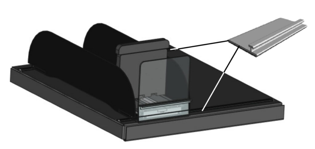 shelf mounted pusher tray