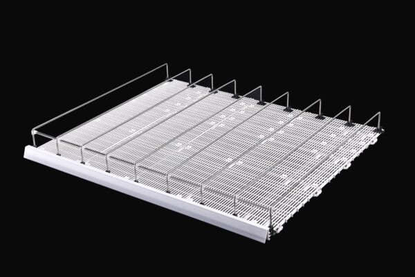 shelf gravity feed sliding mat with wire dividers