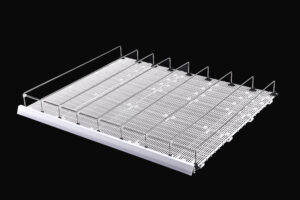 shelf gravity feed sliding mat with wire dividers