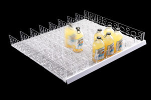 shelf gravity feed sliding mat with plastic dividers (1)