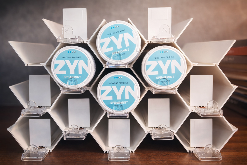 zyn tins in honeycomb display