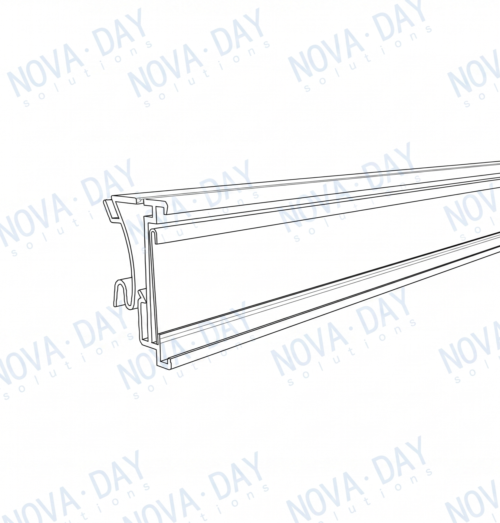 flip in esl & paper price tag mounting rail compatible with solum electronic shelf labels