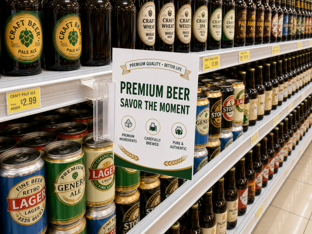 channel mount grip tite hinged sign holder for retail gondola shelves, flexible & rigid versions available