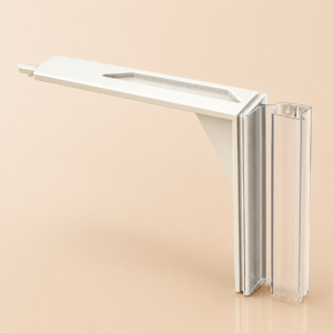 channel mount grip tite hinged sign holder for retail gondola shelves, flexible & rigid versions available