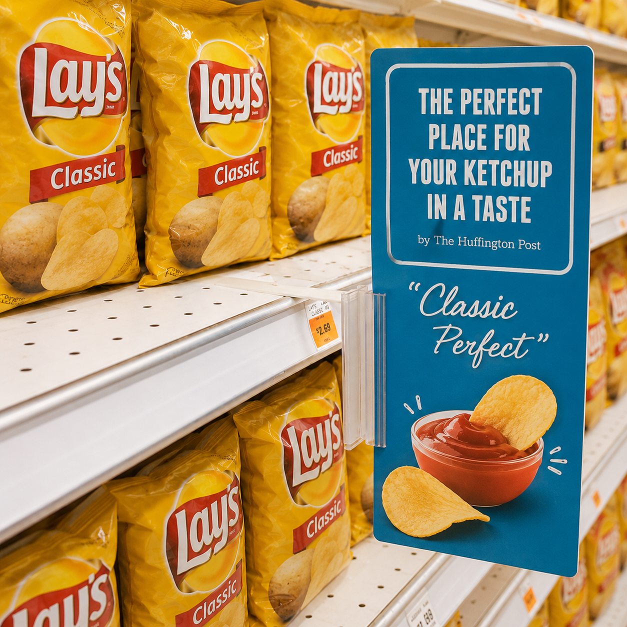 channel mount grip tite hinged sign holder for retail gondola shelves, flexible & rigid versions available